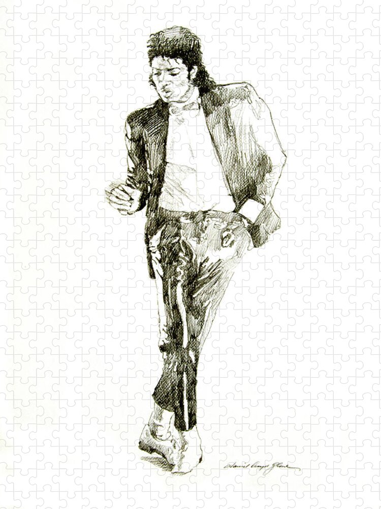 Michael Jackson Jigsaw Puzzle featuring the drawing Michael Jackson Billy Jean by David Lloyd Glover