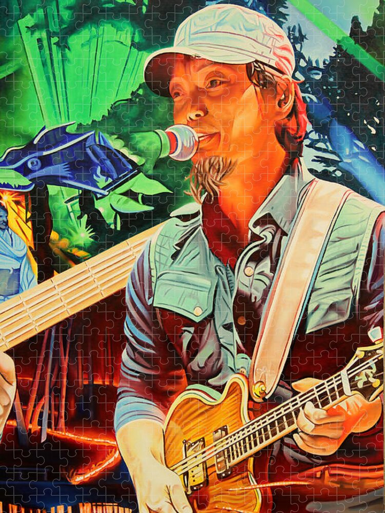 The String Cheese Incident Jigsaw Puzzle featuring the painting Michael Kang at Horning's Hideout by Joshua Morton