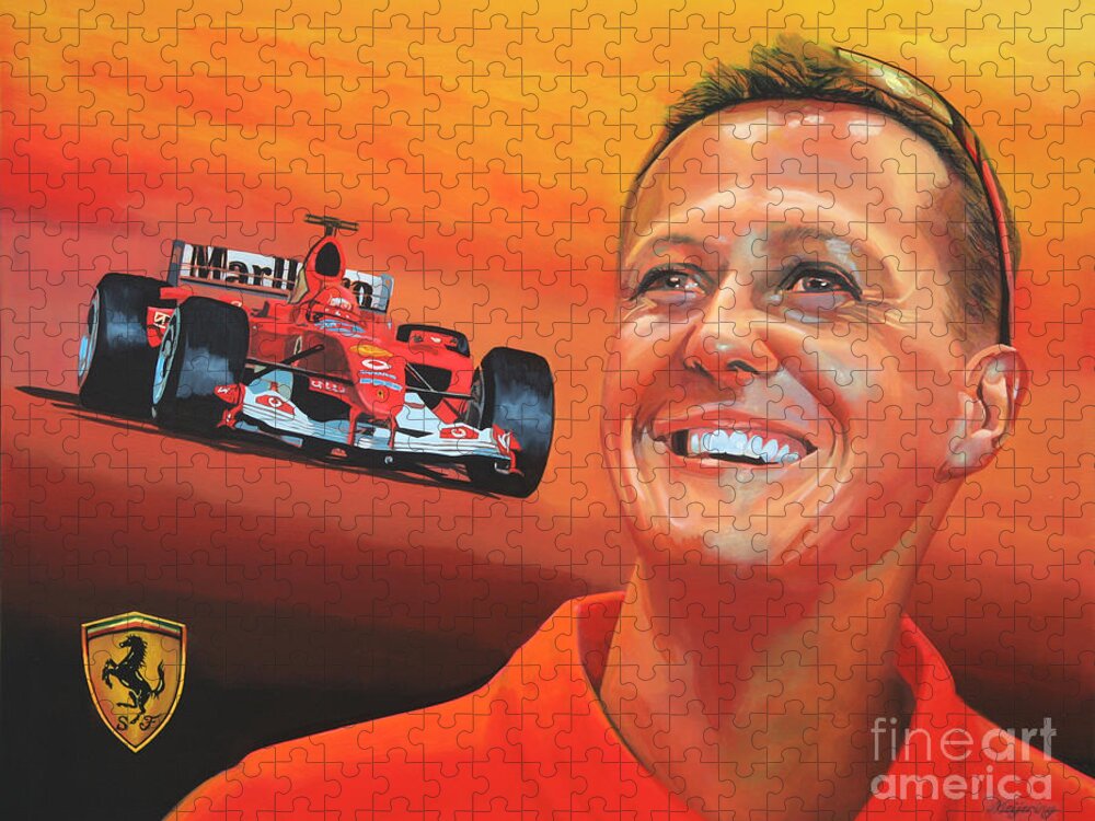 Michael Schumacher Jigsaw Puzzle featuring the painting Michael Schumacher 2 by Paul Meijering