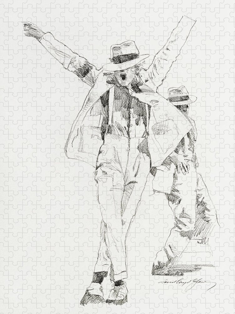 Michael Jackson Jigsaw Puzzle featuring the drawing Michael Smooth Criminal by David Lloyd Glover