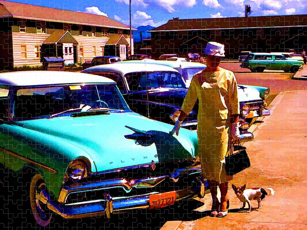 Car Jigsaw Puzzle featuring the digital art Mid Century in Alaska by Cathy Anderson