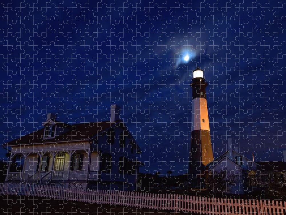 9431 Jigsaw Puzzle featuring the photograph Midnight Moon Over Tybee Island by Gordon Elwell