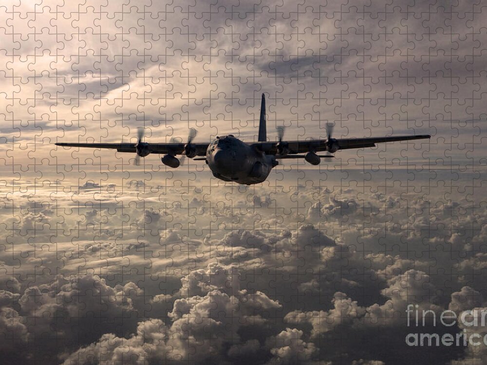 Lockheed Jigsaw Puzzle featuring the digital art Mighty Hercules by Airpower Art