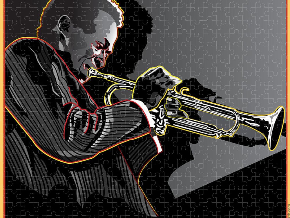 Miles Davis Jigsaw Puzzle featuring the digital art Miles Davis Legendary Jazz Musician by Larry Butterworth