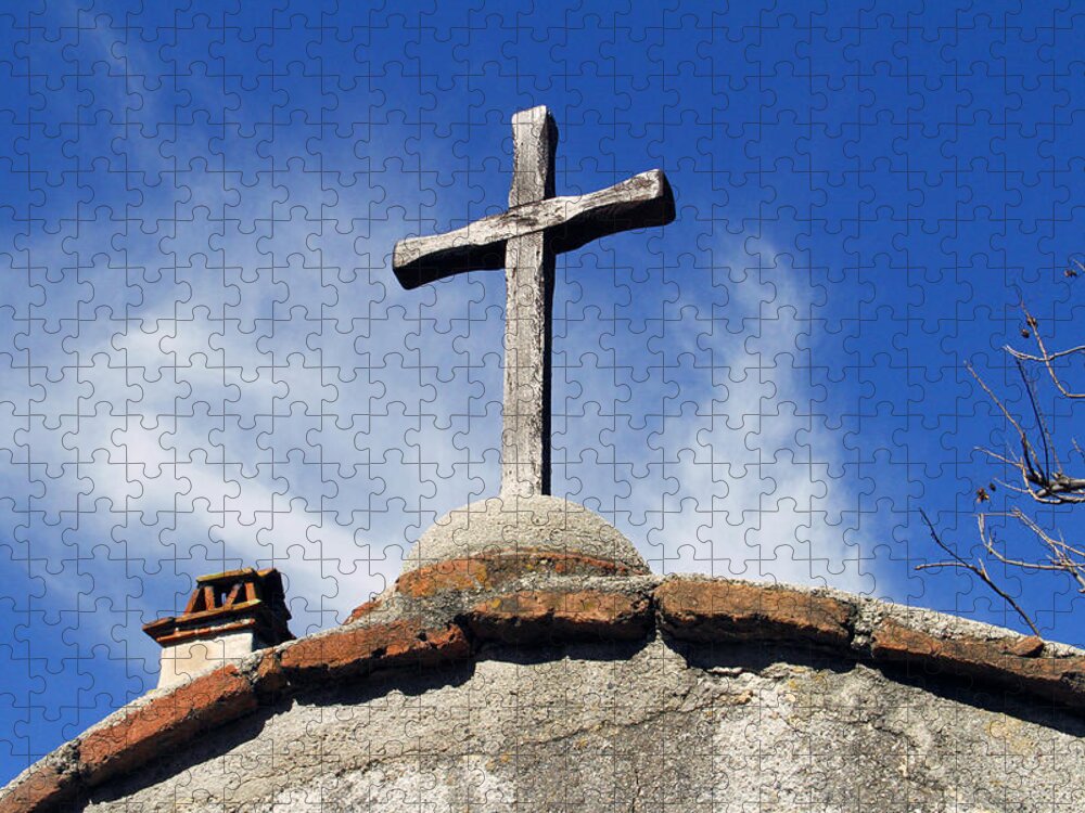 Religious Jigsaw Puzzle featuring the photograph Mission Cross by Shoal Hollingsworth