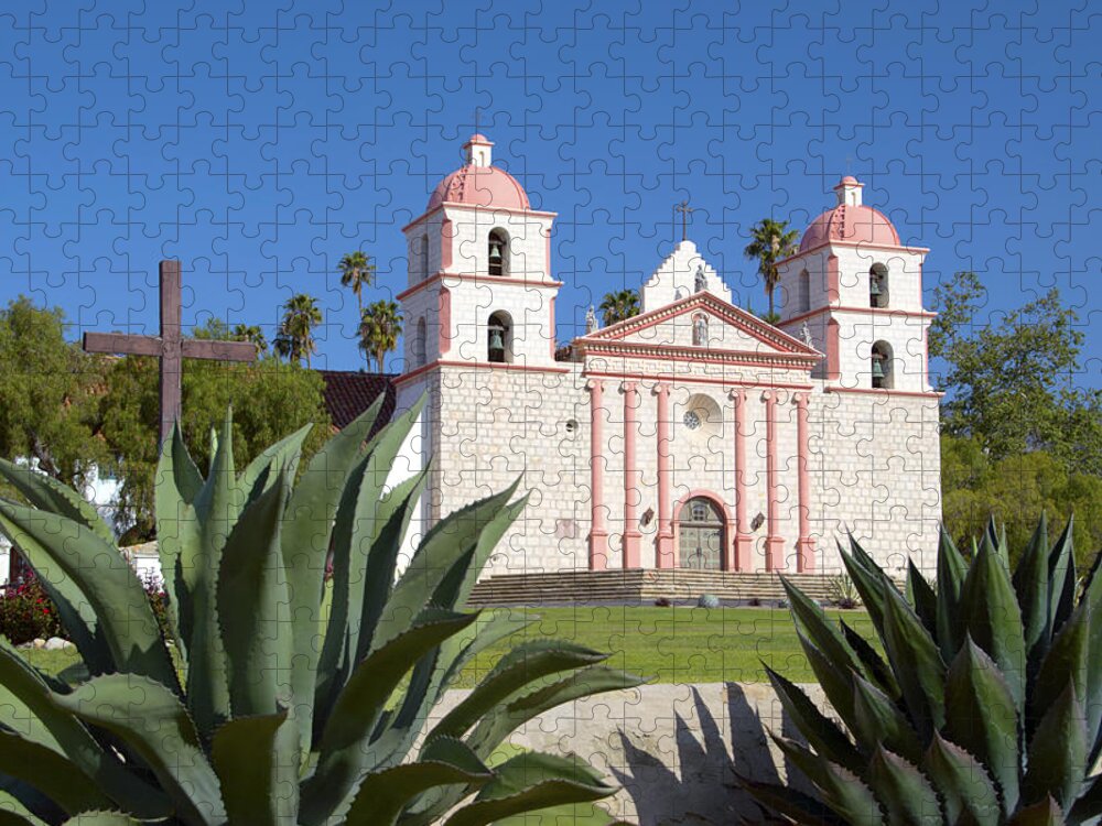 Barbara Snyder Jigsaw Puzzle featuring the digital art Mission Santa Barbara by Barbara Snyder