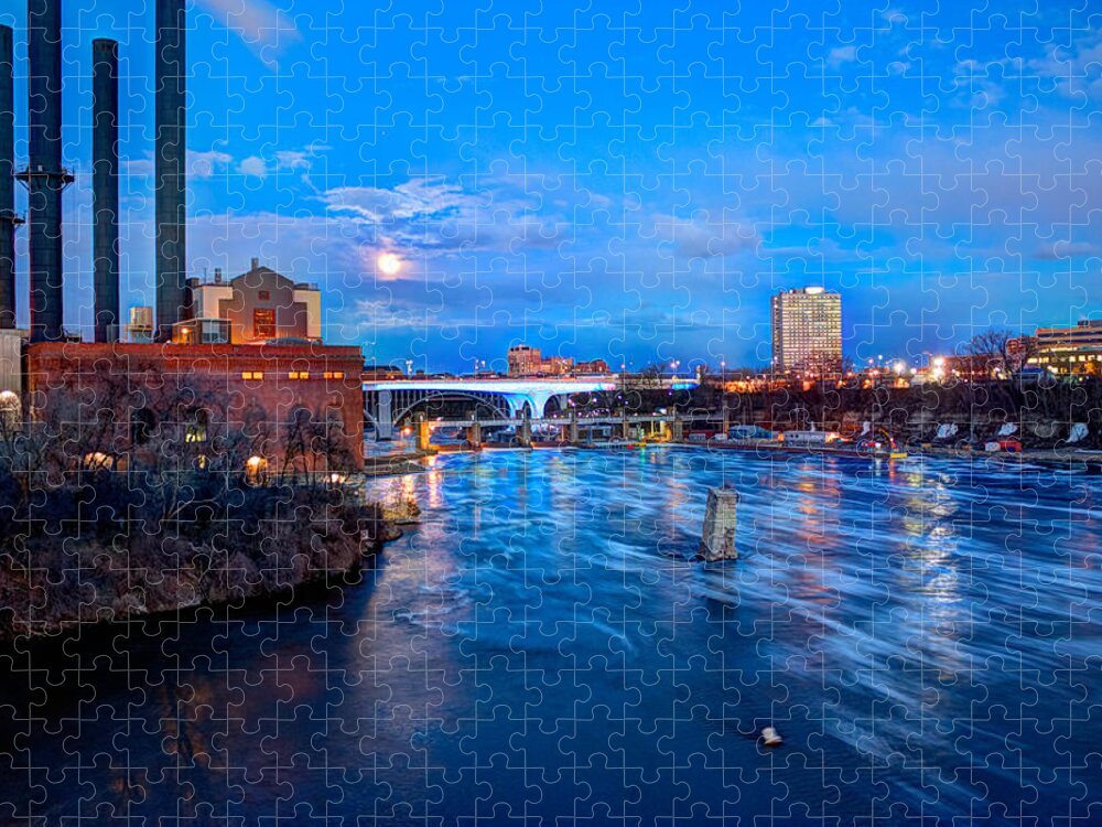 Mn River Jigsaw Puzzle featuring the photograph Mississippi Moonlight by Amanda Stadther