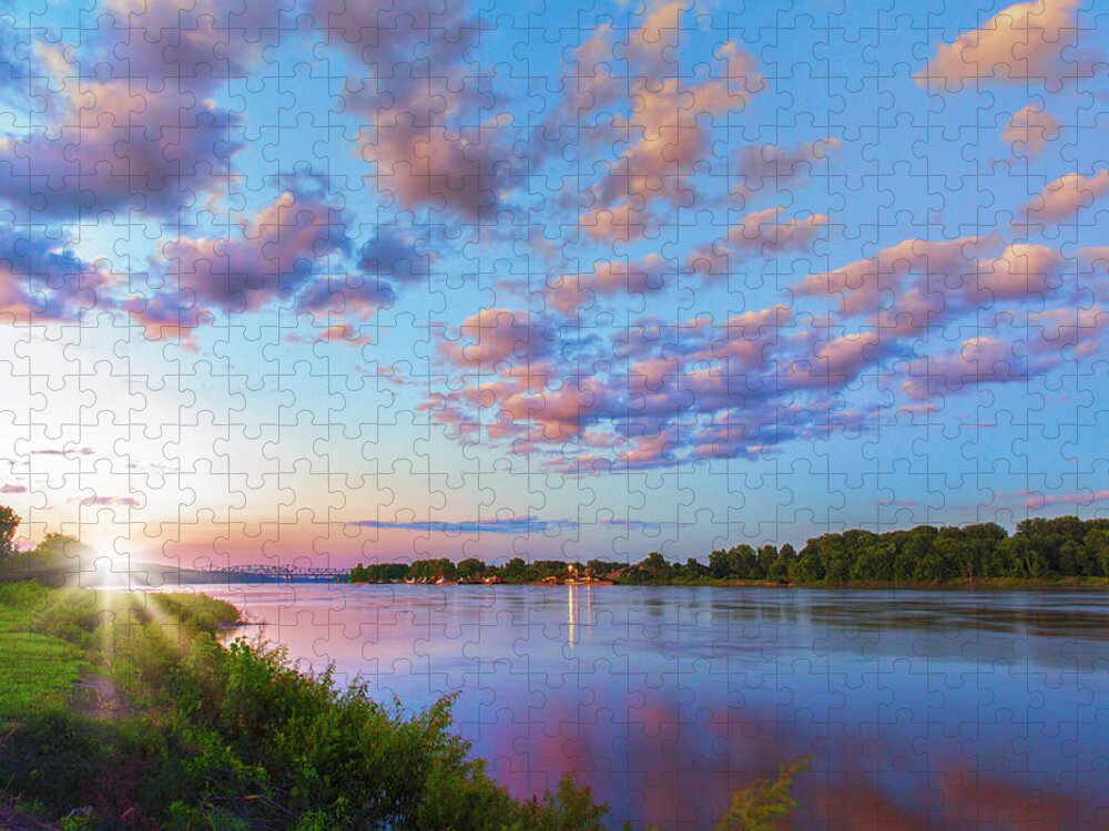 Missouri Jigsaw Puzzle featuring the photograph Missouri River Sunset From Saint Charles by Bill and Linda Tiepelman