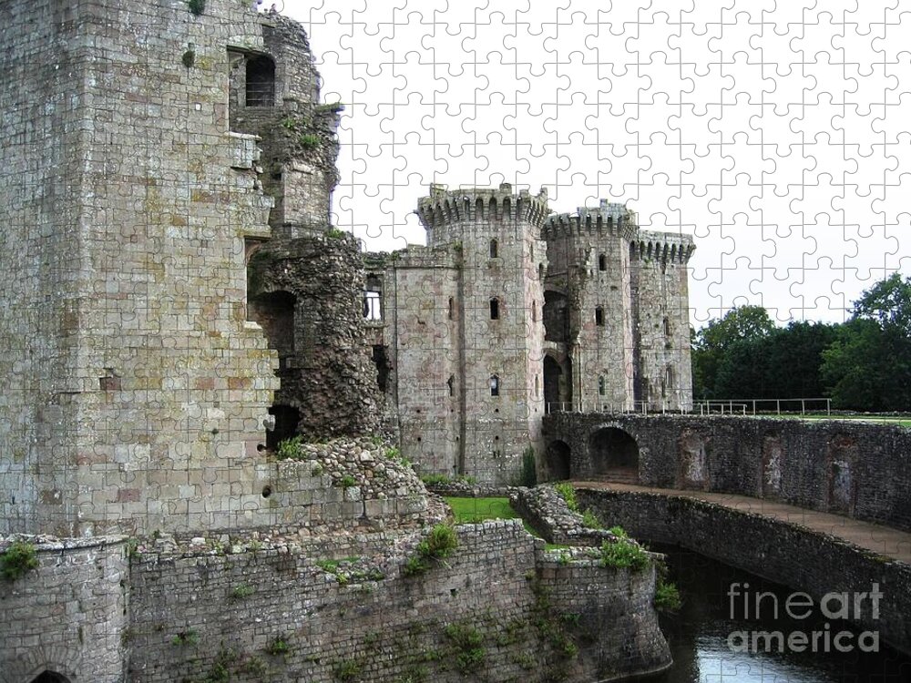 Medieval Castle Jigsaw Puzzle featuring the photograph Moated Raglan by Denise Railey