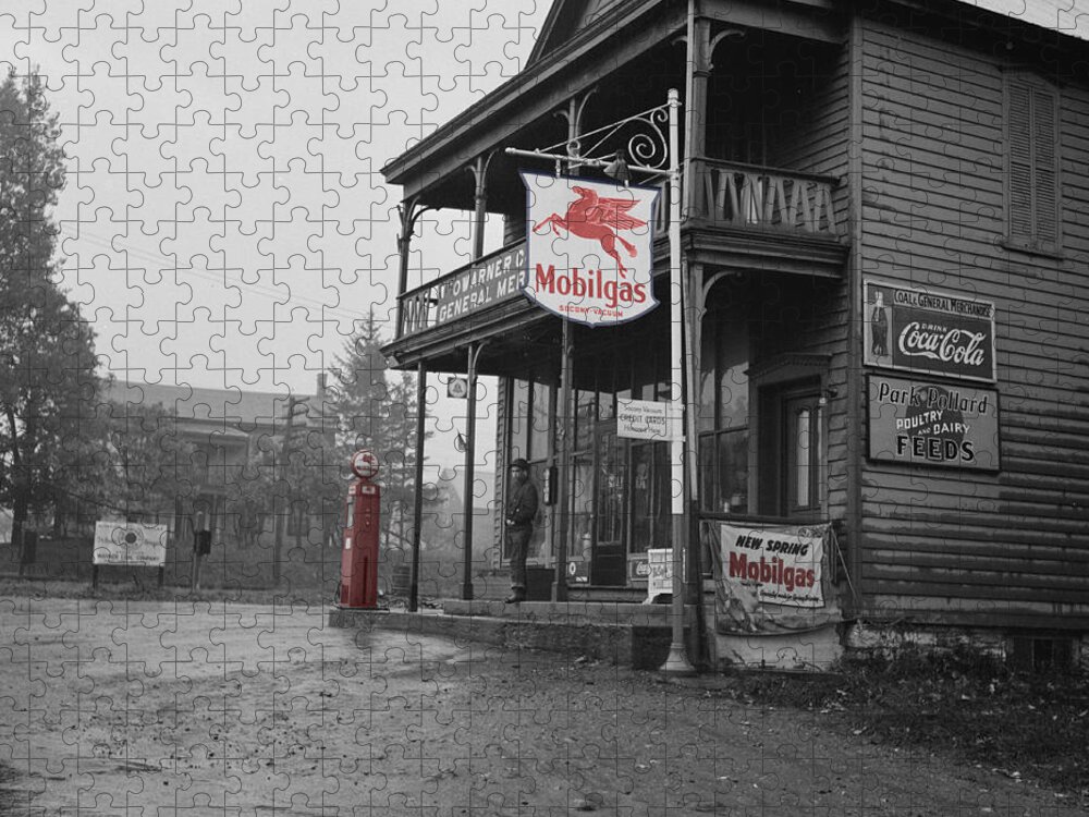 Mobil Jigsaw Puzzle featuring the photograph Mobilgas by Andrew Fare
