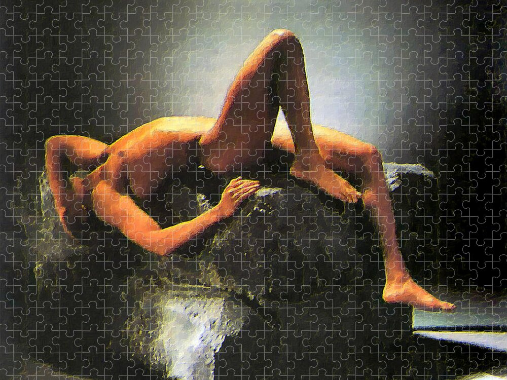 Original Jigsaw Puzzle featuring the painting Modern Prometheus  by Troy Caperton