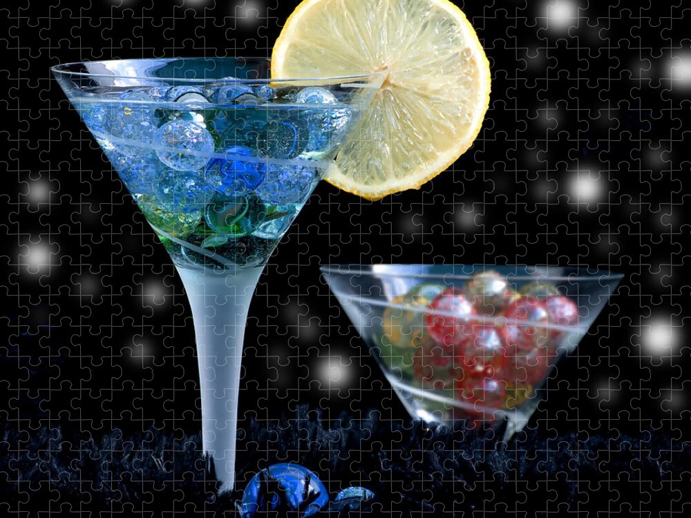 Creative Jigsaw Puzzle featuring the photograph Moon light cocktail lemon flavour with stars 1 by Pedro Cardona Llambias
