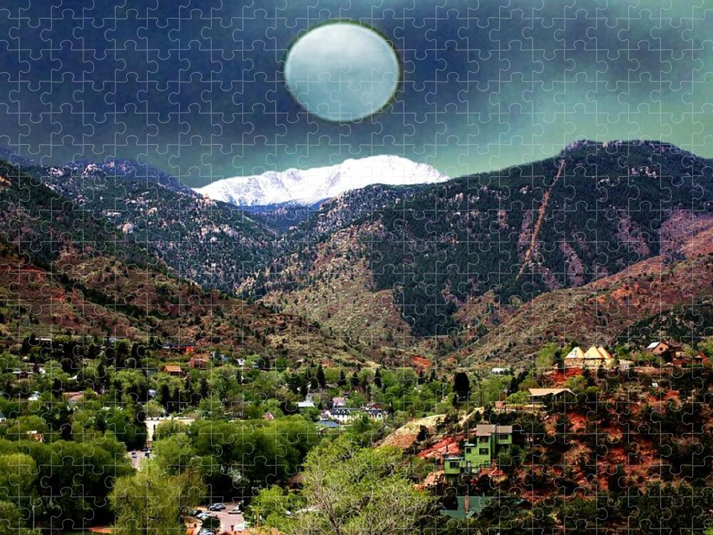 Pike's Jigsaw Puzzle featuring the photograph Moon Over Manitou I by Lanita Williams