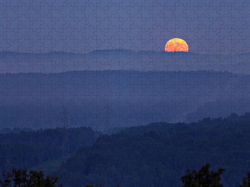 Moon-rise Jigsaw Puzzle featuring the photograph Moon Rise  by Doug Gibbons