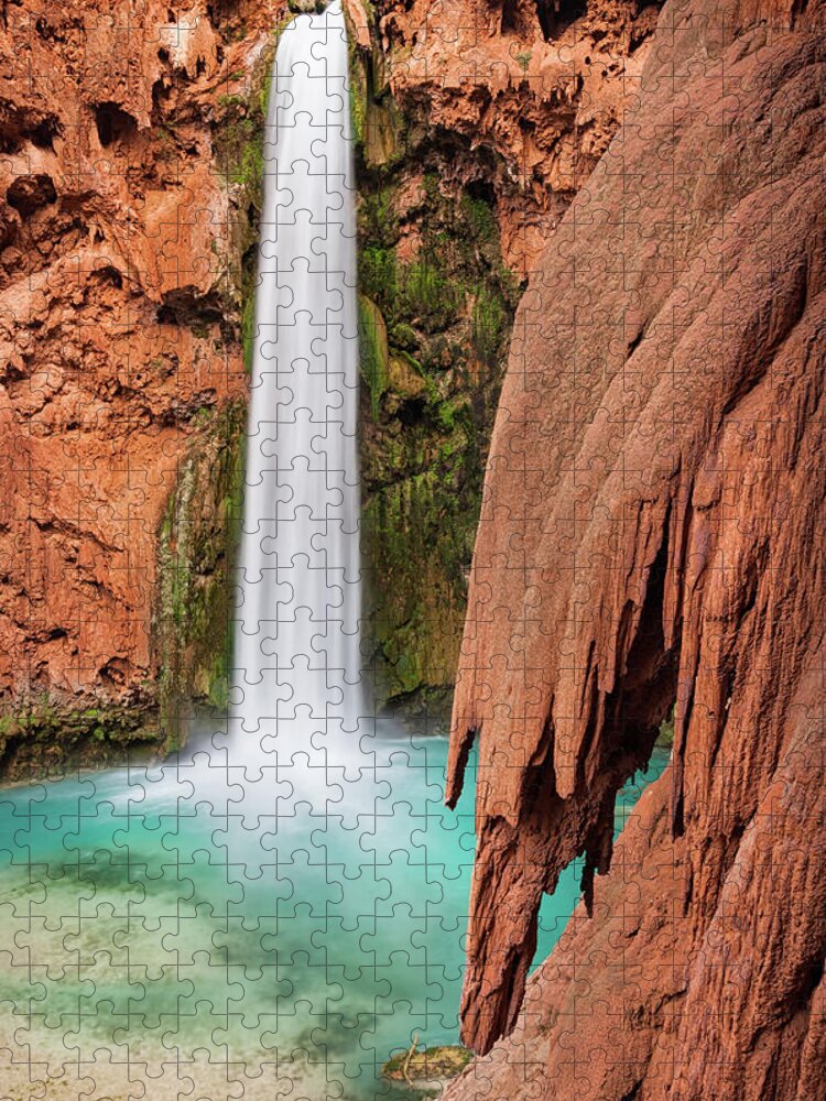 Scenics Jigsaw Puzzle featuring the photograph Mooney Falls Havasu Canyon by Adventure photo