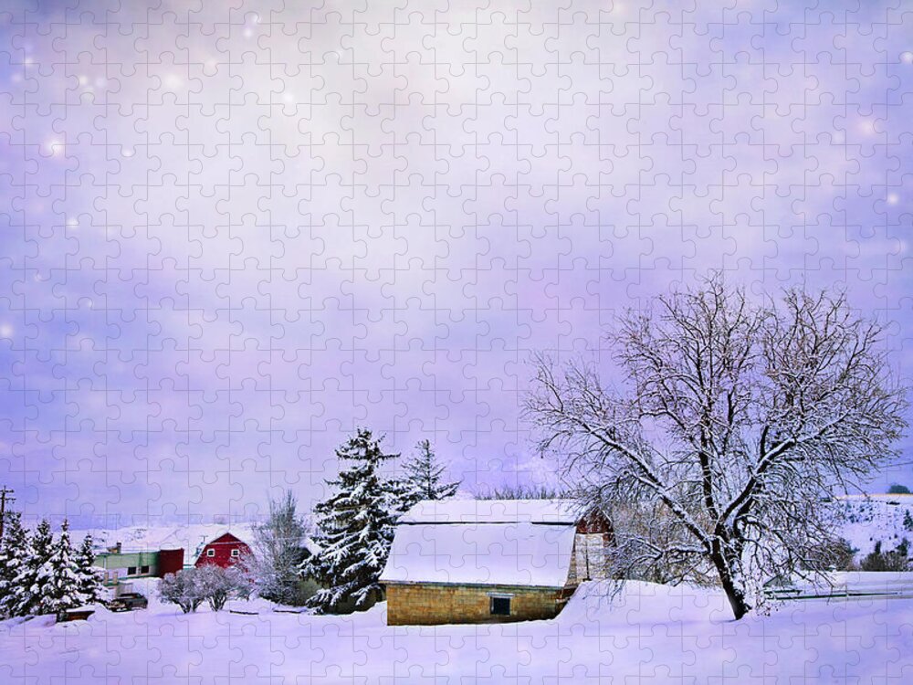 Farm Jigsaw Puzzle featuring the photograph Moonlit Farm by Theresa Tahara
