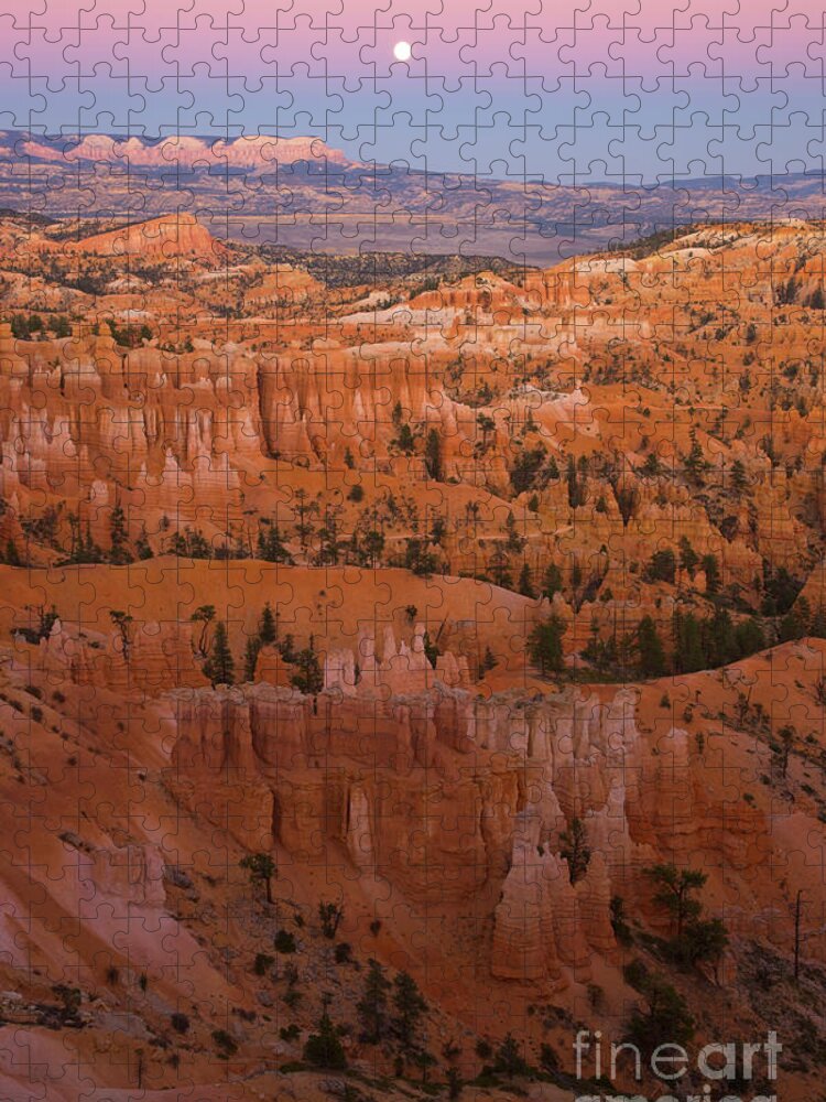 00431152 Jigsaw Puzzle featuring the photograph Moonrise Over Bryce Canyon by Yva Momatiuk John Eastcott