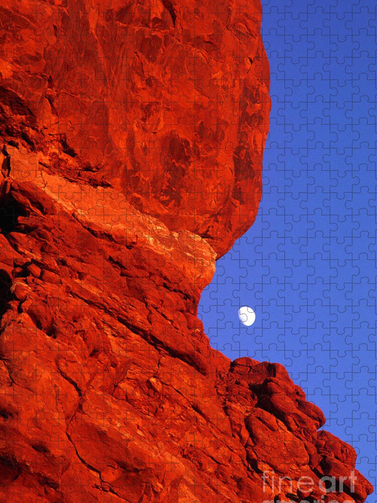 North America Jigsaw Puzzle featuring the photograph Moonrise Balanced Rock Arches National Park Utah by Dave Welling