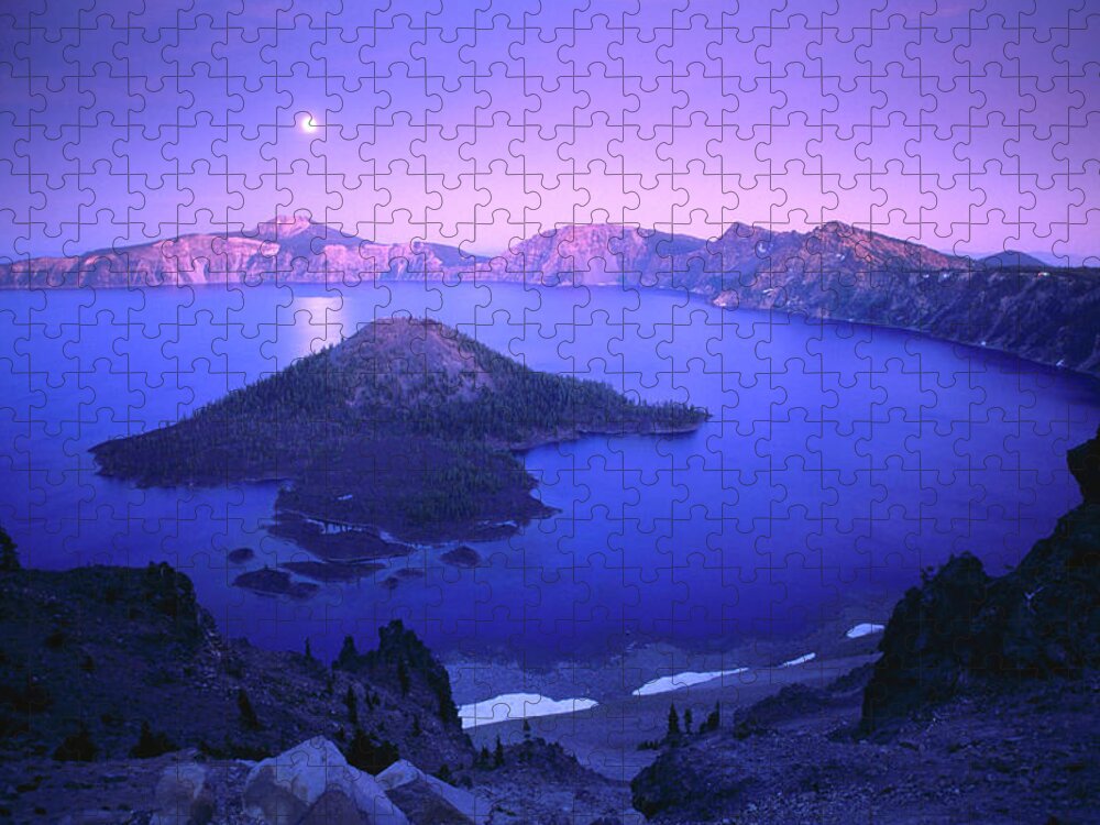 Tranquility Jigsaw Puzzle featuring the photograph Moonrise Over The Watchman And Wizard by John Elk