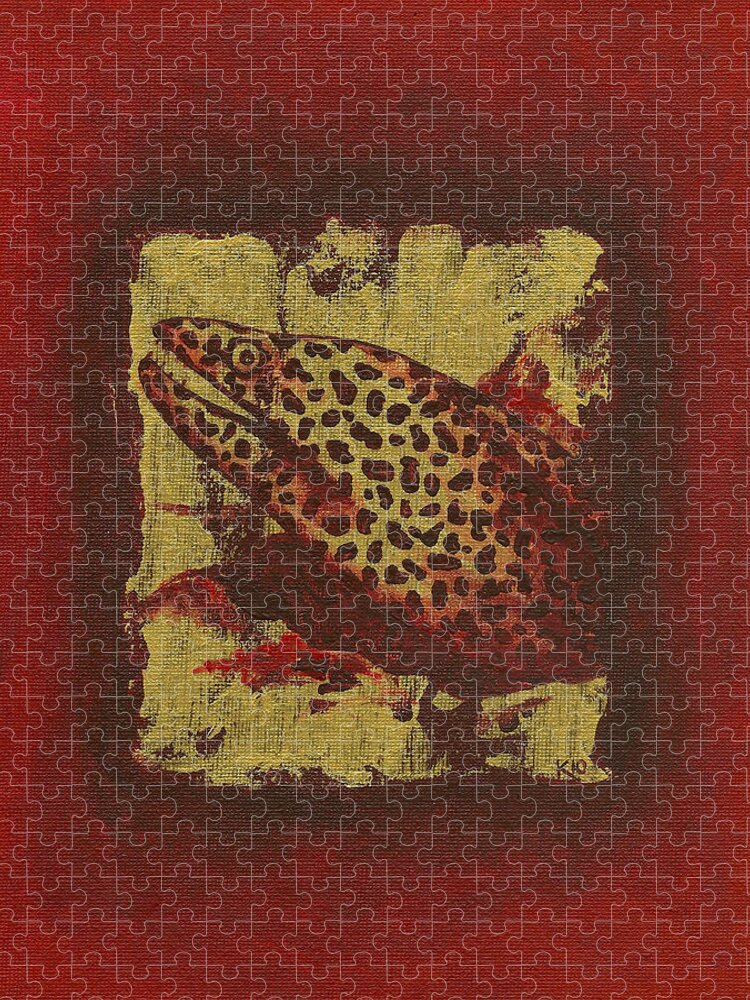 Moray Eel Jigsaw Puzzle featuring the painting Moray eel by Konni Jensen