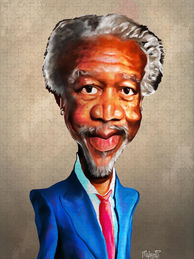 Movie Jigsaw Puzzle featuring the painting Morgan Freeman by Anthony Mwangi