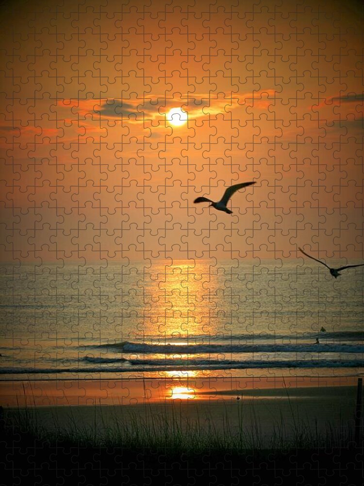 Beach Jigsaw Puzzle featuring the photograph Morning Comes by Susan McMenamin