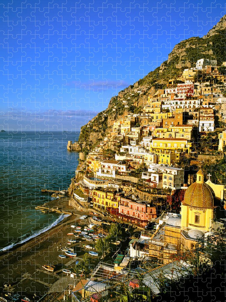 Positano Jigsaw Puzzle featuring the photograph Morning Light Positano Italy by Cliff Wassmann