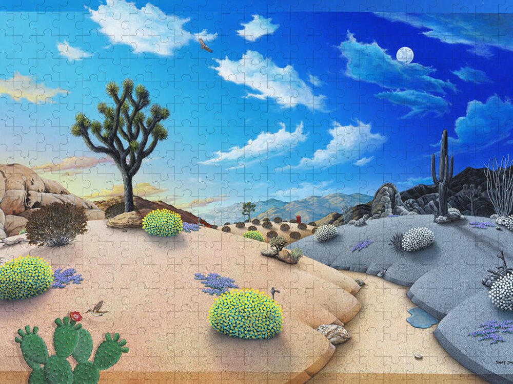 Joshua Tree Puzzle featuring the painting Joshua Tree morning to night by Snake Jagger