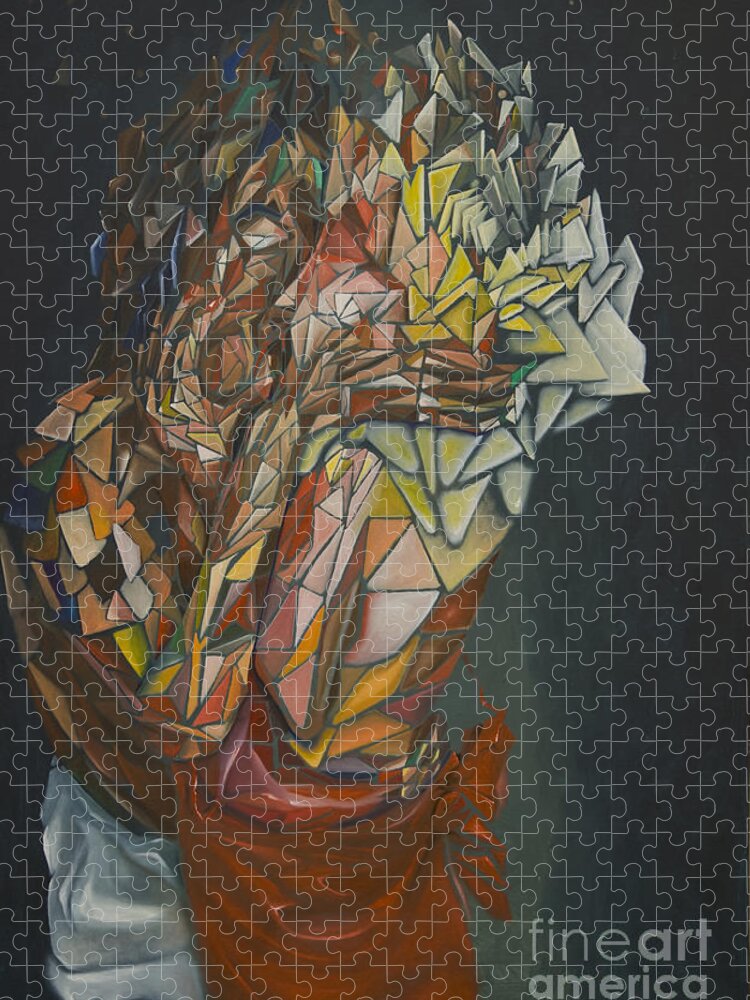 Embrace Jigsaw Puzzle featuring the painting Mosaic Embrace by James Lavott