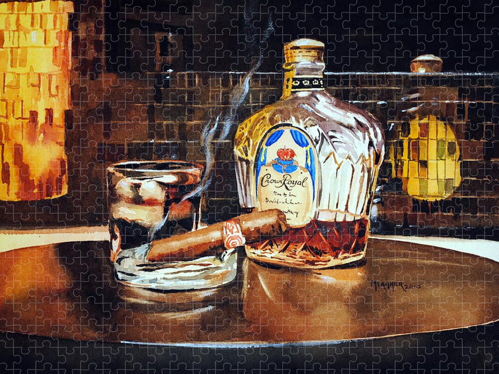 Cigar Jigsaw Puzzle featuring the painting Mosaic Reflections by Spencer Meagher