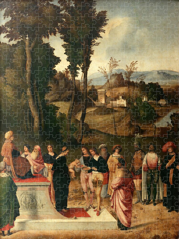 Giorgione Jigsaw Puzzle featuring the painting Moses undergoing Trial by Fire by Giorgione