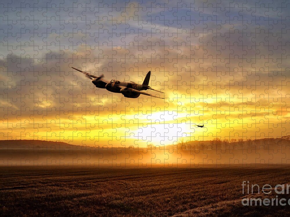 De Havilland Jigsaw Puzzle featuring the digital art Mosquitos In The Mist by Airpower Art