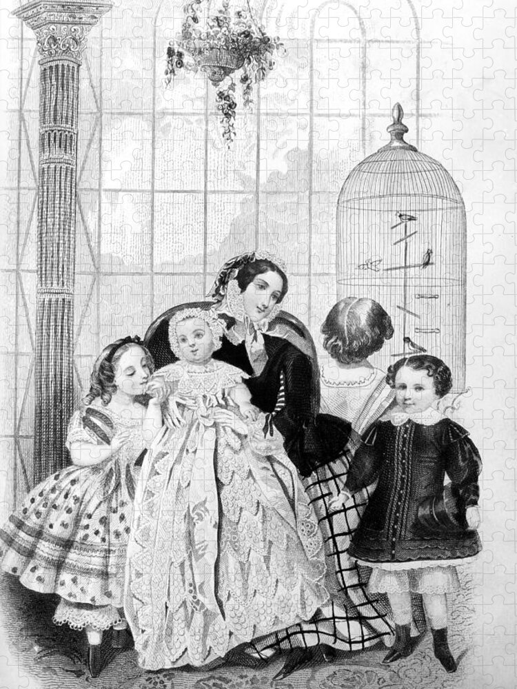 1856 Jigsaw Puzzle featuring the painting Mother And Children, 1856 by Granger