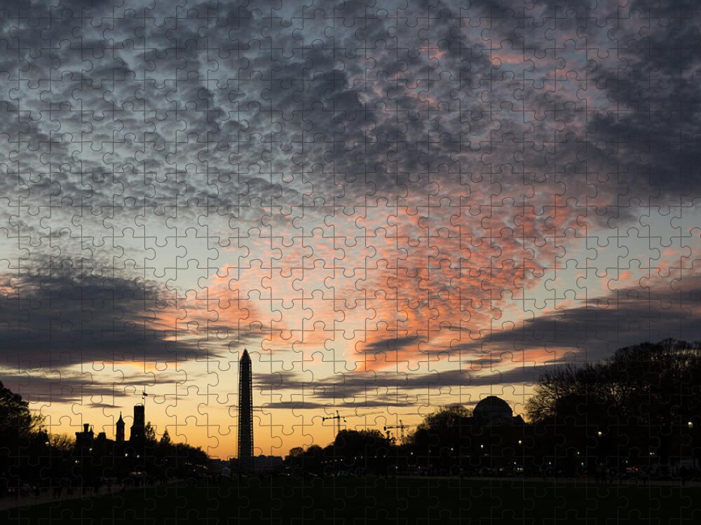 Georgia Mizuleva Jigsaw Puzzle featuring the photograph Mother Nature Painted the Sky Over Washington D C Spectacular by Georgia Mizuleva