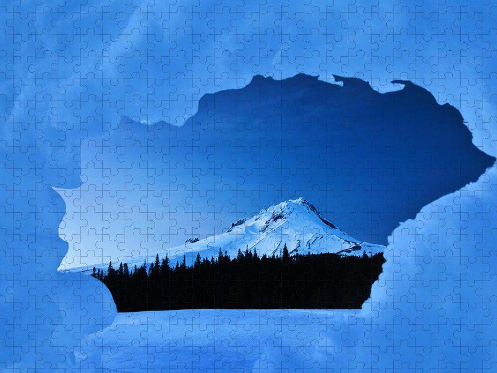  River Jigsaw Puzzle featuring the photograph Mount Hood Blues by Darren White