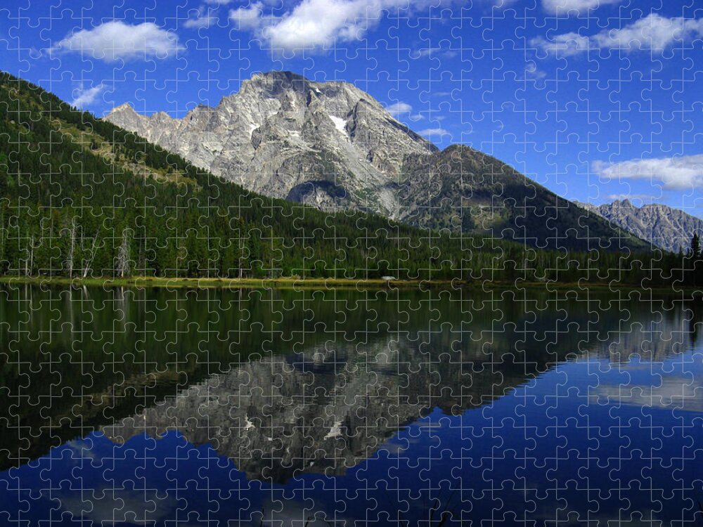 Mount Moran Jigsaw Puzzle featuring the photograph Mount Moran and String Lake by Raymond Salani III
