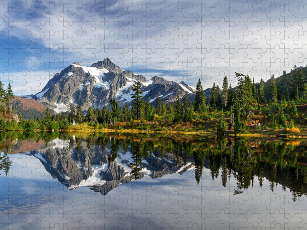 Alpine Jigsaw Puzzle featuring the photograph Mount Shuksan Reflections by Michael Russell