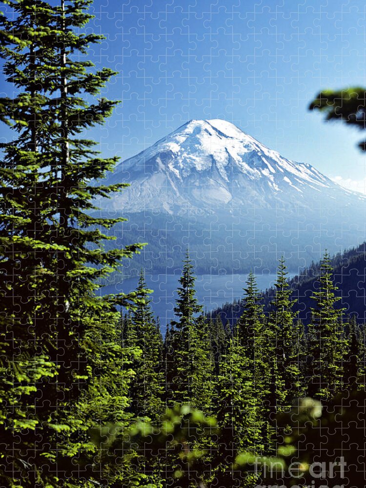 Mount St. Helens Jigsaw Puzzle featuring the photograph Mount St. Helens And Spirit Lake by Thomas & Pat Leeson