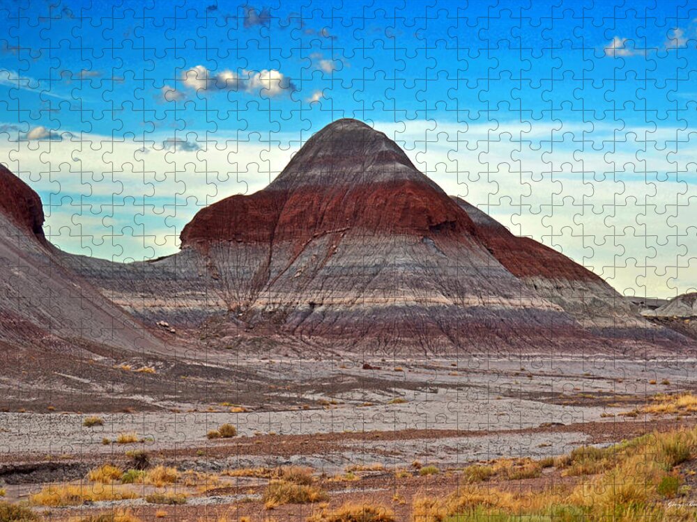Painted Desert Jigsaw Puzzle featuring the photograph Mountain Of Color - Painted Desert 002 by George Bostian