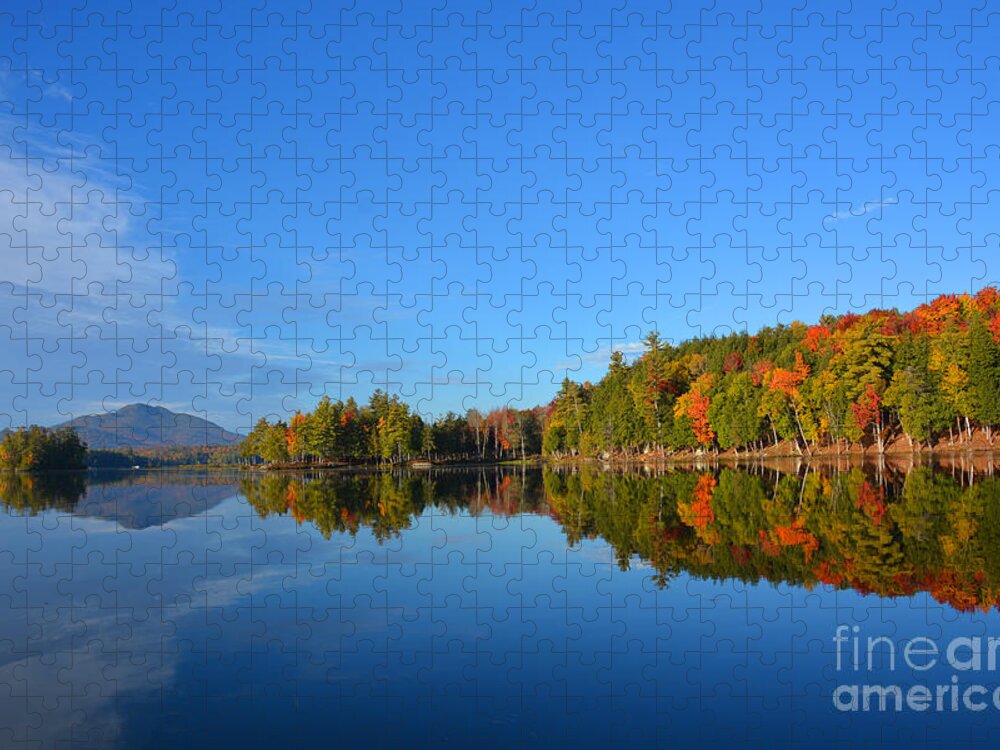 Saranac Lake Ny Jigsaw Puzzle featuring the photograph Mountains of Fall Colors by Christine Dekkers