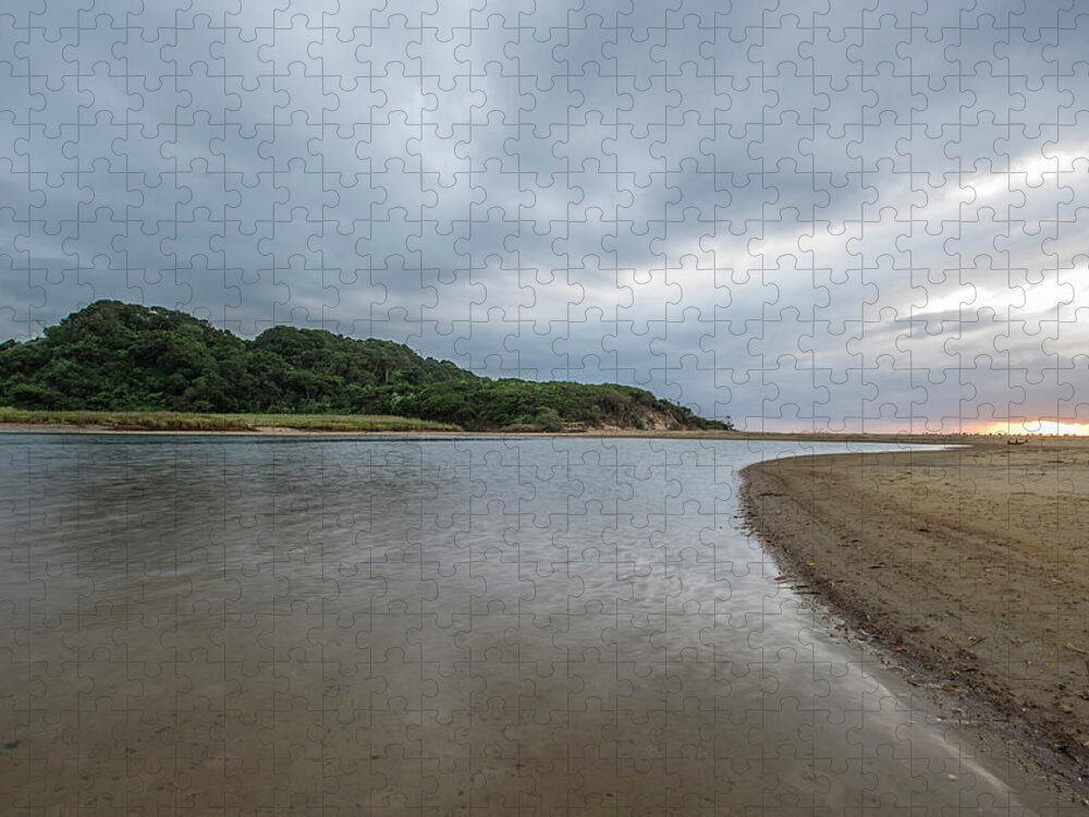 Tranquility Jigsaw Puzzle featuring the photograph Mpenjati River Estuary At Dawn, Kwazulu by Peter Chadwick
