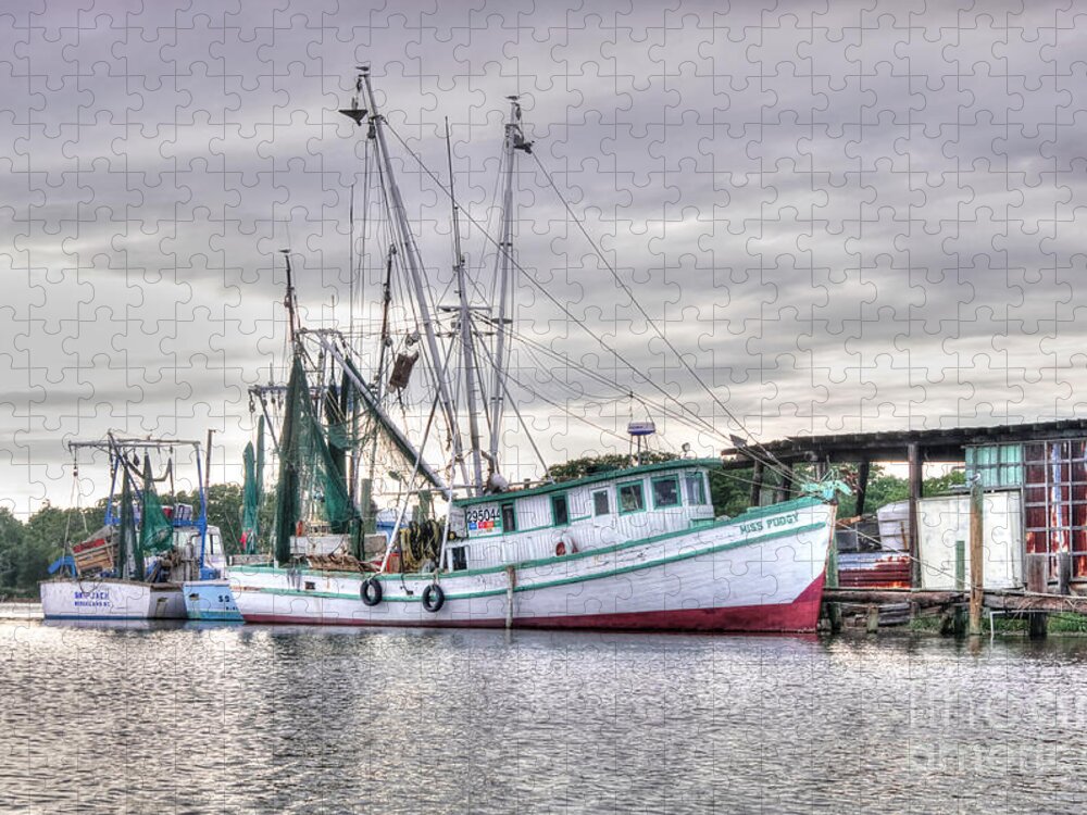 Marsh Jigsaw Puzzle featuring the photograph Mrs Pudgy Shrimp Docks by Scott Hansen