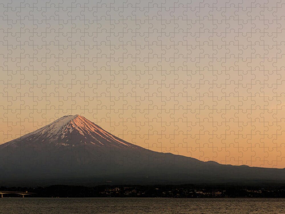 Tranquility Jigsaw Puzzle featuring the photograph Mt. Fuji Of Evening Glow, Kawaguchiko by Ultra.f