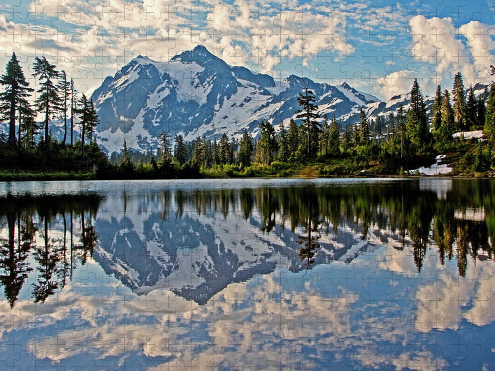 Scenic Jigsaw Puzzle featuring the photograph Mt. Shuksan Reflection by Shari Sommerfeld