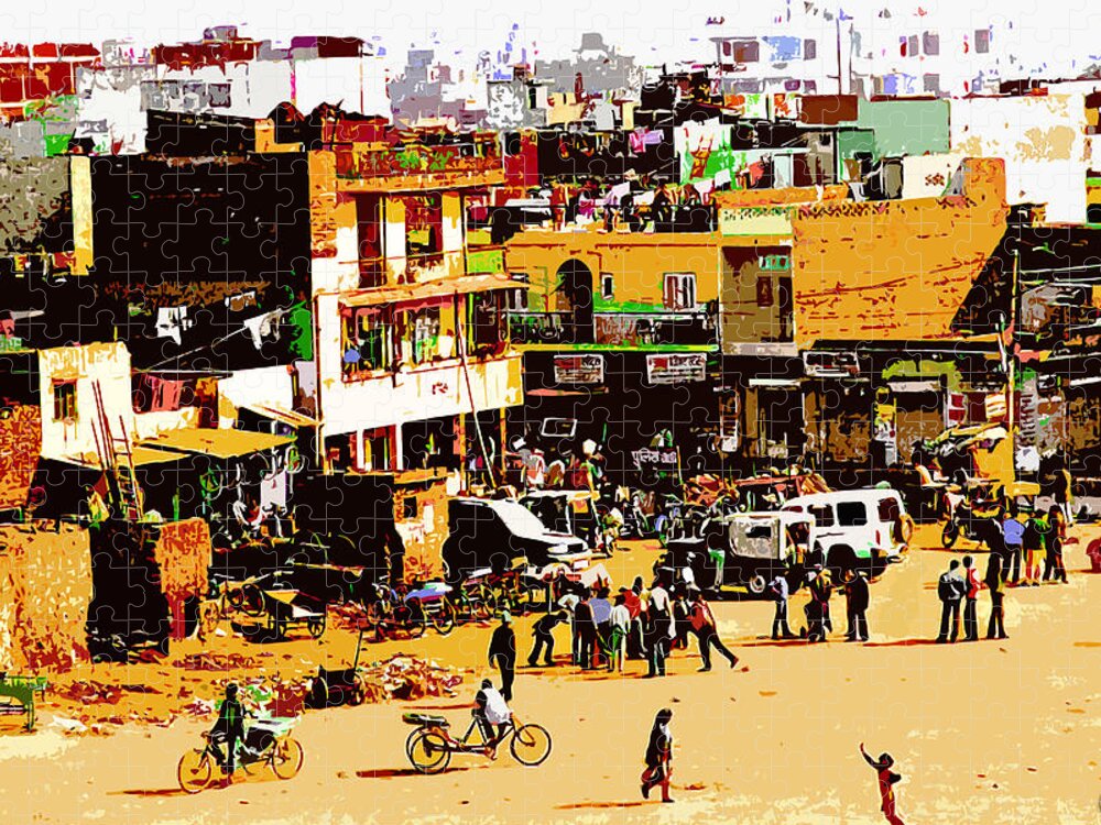India Jigsaw Puzzle featuring the painting Mumbai Morning by CHAZ Daugherty