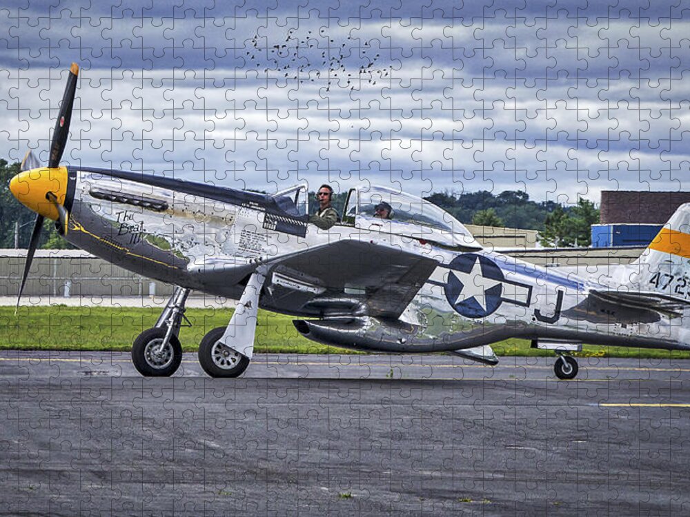 Airport Jigsaw Puzzle featuring the photograph Mustang P51 by Steven Ralser