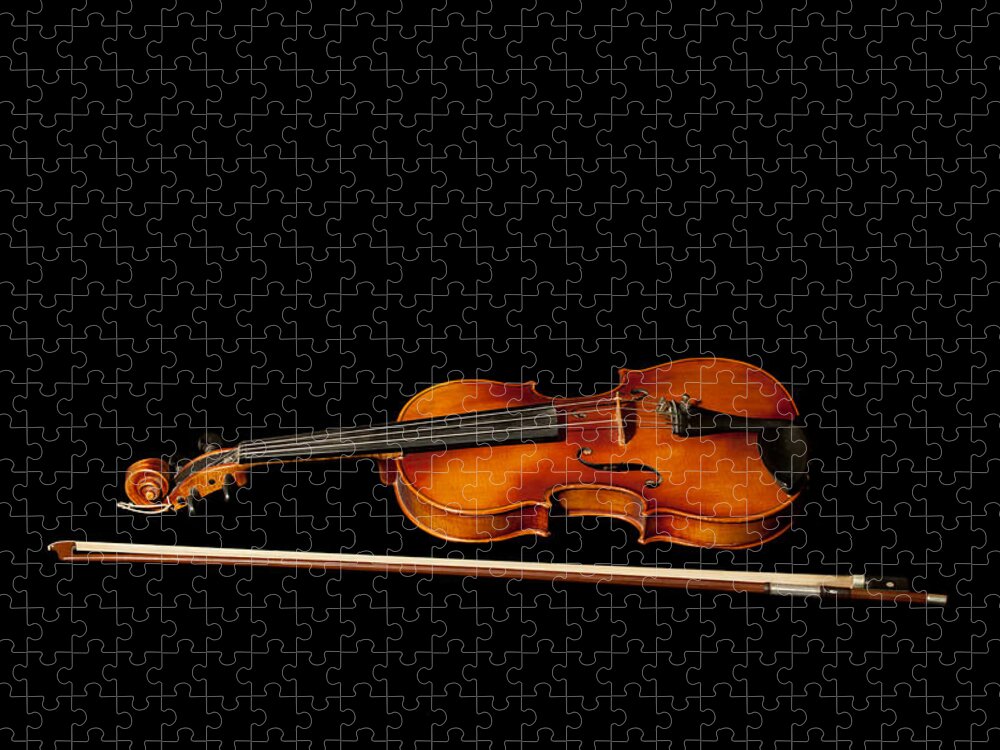 Violin Jigsaw Puzzle featuring the photograph My old fiddle and bow by Torbjorn Swenelius