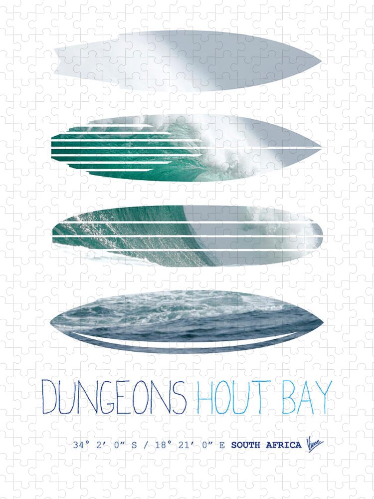 Minimal Jigsaw Puzzle featuring the digital art My Surfspots poster-4-Dungeons-Cape-Town-South-Africa by Chungkong Art