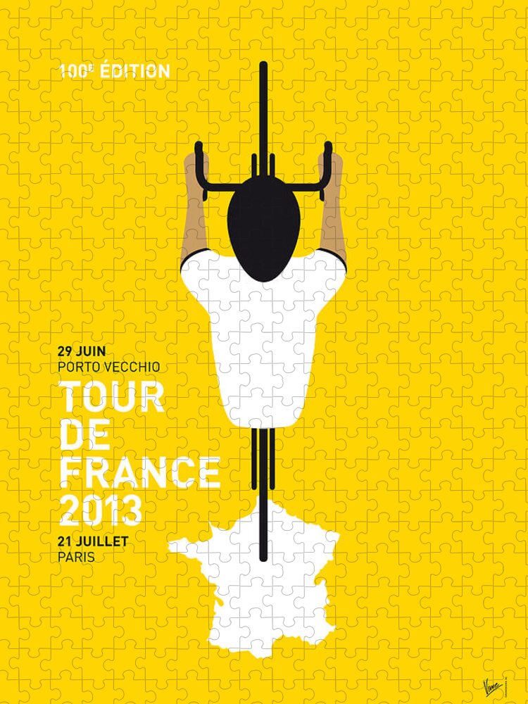 Cycling Jigsaw Puzzle featuring the digital art My Tour De France Minimal Poster by Chungkong Art