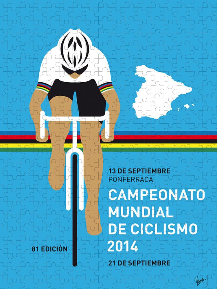 Minimal Jigsaw Puzzle featuring the digital art MY UCI Road World Championships MINIMAL POSTER 2014 by Chungkong Art